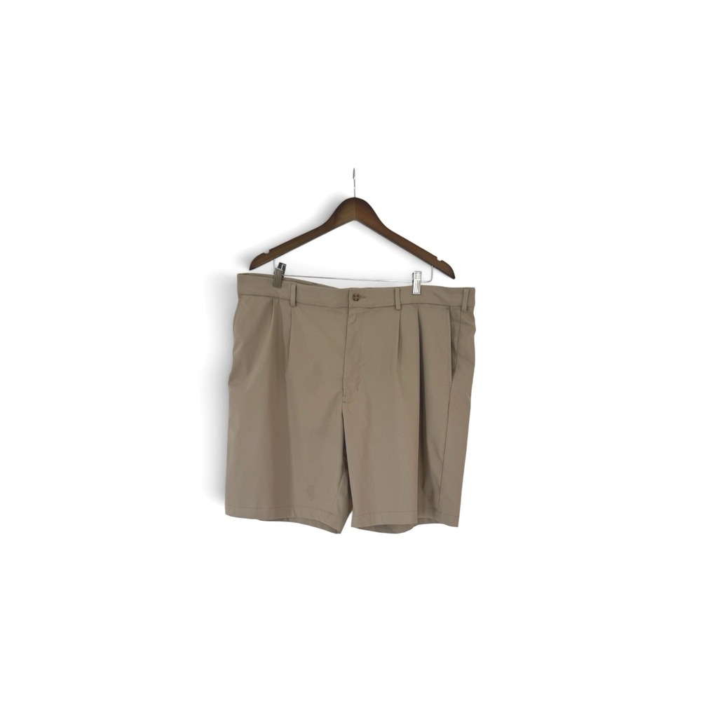 ProTour Mens Khaki Pleated Golf Shorts‎ Size 40 Tan Polyester Performance Casual